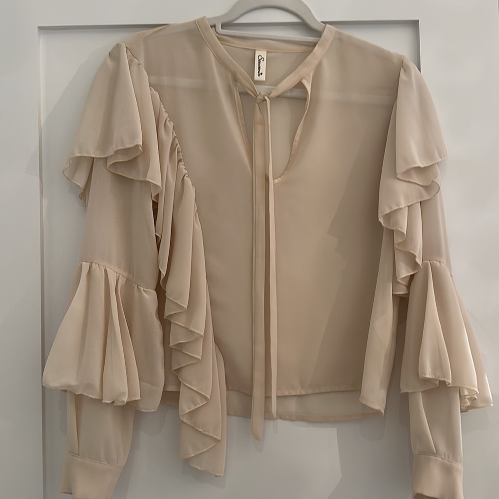 Cream Long Sleeve Blouse